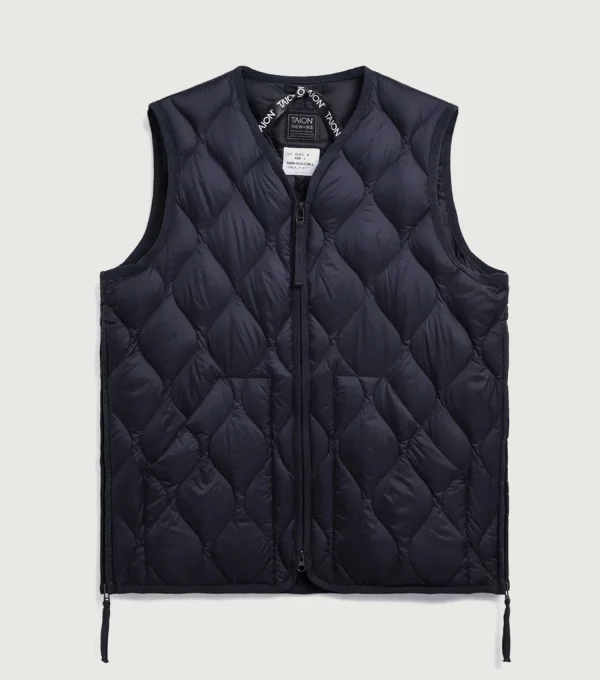 TAI Nv Blaw Taion Clothing Jacket Vest Military V Neck W Zip Down Vest Dark Navy jpg