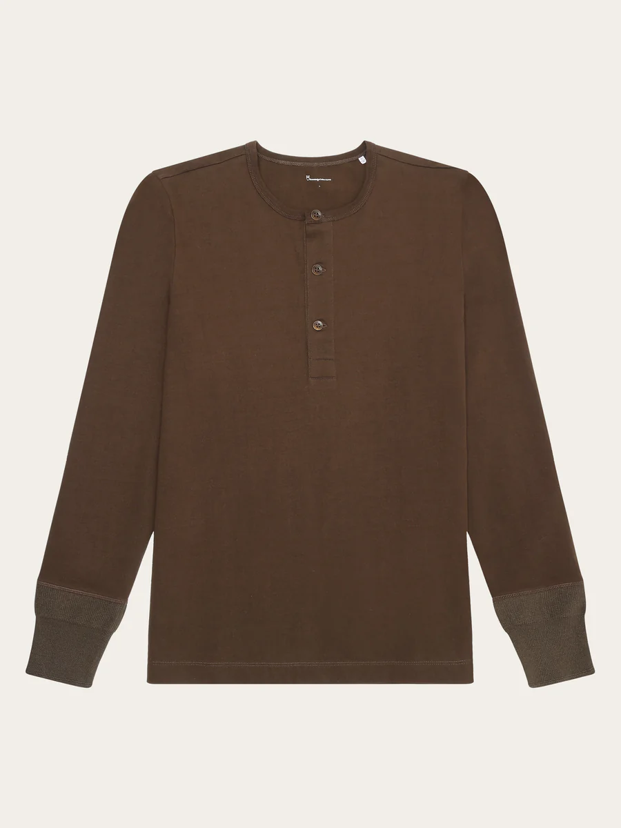 BO long sleeve henley Regenerative Organic Certified GOTS Vegan Henleys Demitasse brown x jpg