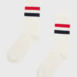 Retro cotton sock Socks KC Cream navy red jpg