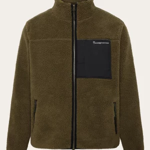 Teddy fleece zip sweat Fleeces Dark Olive x jpg