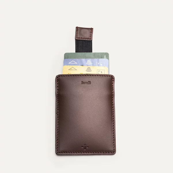 leather card holder chestnut lundi LOUIS LOU jpg